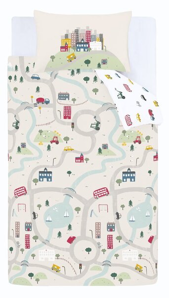 Lenjerie de pat pentru copii alb-bej din bumbac pentru pat de o persoană 135x200 cm Transport – Bianca