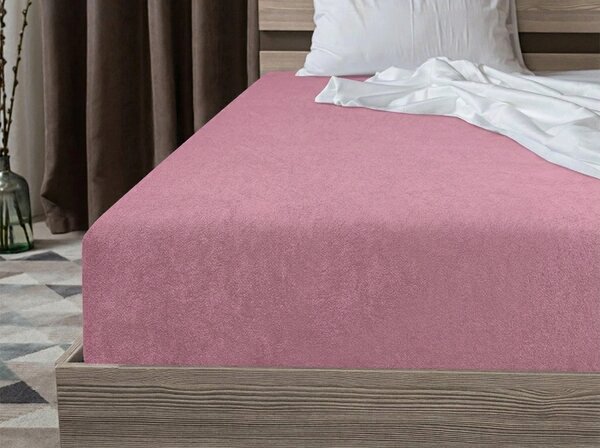 Cearsaf elastic din fleece MOLTON roz 180 x 200 cm