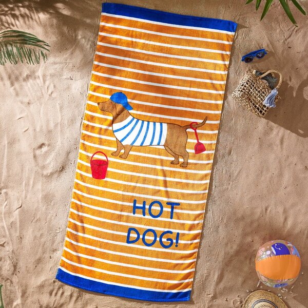 Prosop de plajă portocaliu din bumbac 76x160 cm Hot Dog – Catherine Lansfield