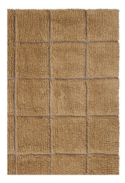 Covor tip traversă galben ocru țesut manual din lână 80x230 cm Mosaic Ochre – Lorena Canals