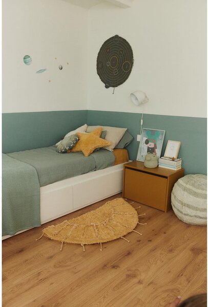 Covor galben muștar lavabil, țesut manual, rotund, din bumbac ø 100 cm Solar Multishape – Lorena Canals
