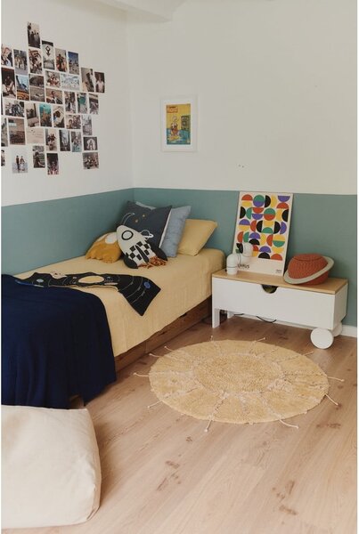 Covor galben muștar lavabil, țesut manual, rotund, din bumbac ø 100 cm Solar Multishape – Lorena Canals