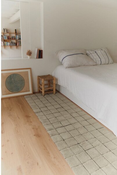 Covor tip traversă bej țesut manual din lână 80x230 cm Mosaic Sandstone – Lorena Canals