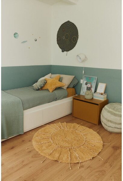 Covor galben muștar lavabil, țesut manual, rotund, din bumbac ø 100 cm Solar Multishape – Lorena Canals