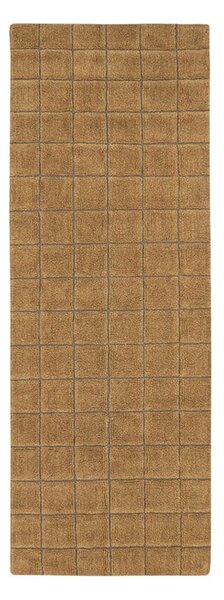 Covor tip traversă galben ocru țesut manual din lână 80x230 cm Mosaic Ochre – Lorena Canals