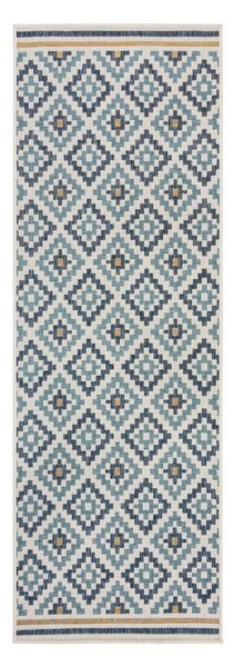 Covor pentru exterior și interior galben/albastru 80x230 cm Zia Trellis – Flair Rugs