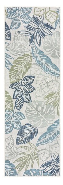 Covor pentru exterior și interior verde/albastru 80x230 cm Bella Leaf – Flair Rugs