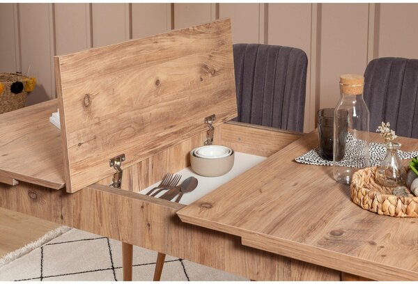 Set masă și scaune extensibile (4 bucăți) Vina, Stejar, 77x75x120 cm