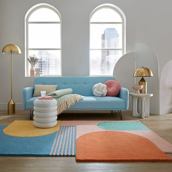 Covor albastru țesut manual din lână 120x180 cm Lozenge Bright Multi – Flair Rugs