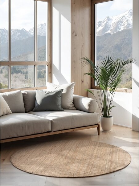 Covor în culoare naturală rotund din iută ø 160 cm Bouclé Jaipur – Hanse Home