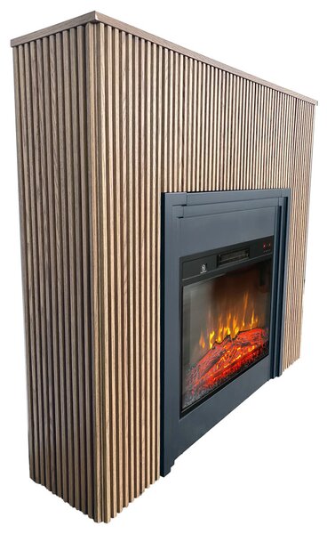 Semineu electric 3D cu riflaje ElectricSun LAMELIA stejar deschis, cu sunet, 3 culori, Wi-Fi cu APP internet, L120xH102cm