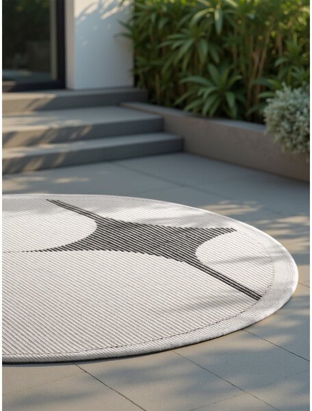 Covor pentru exterior și interior alb-negru rotund ø 160 cm Duet Bowen – NORTHRUGS