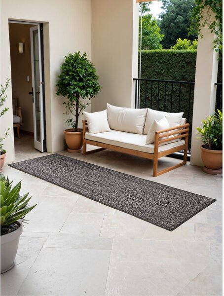 Covor tip traversă pentru interior și exterior alb-negru 80x250 cm Duet Kona – NORTHRUGS