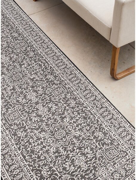 Covor tip traversă pentru interior și exterior alb-negru 80x250 cm Duet Kona – NORTHRUGS