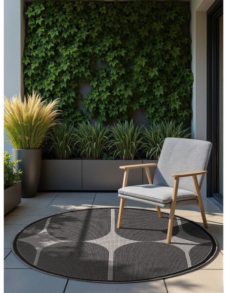 Covor pentru exterior și interior alb-negru rotund ø 160 cm Duet Bowen – NORTHRUGS