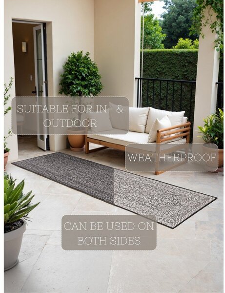 Covor tip traversă pentru interior și exterior alb-negru 80x250 cm Duet Kona – NORTHRUGS