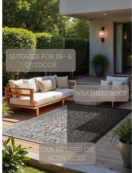 Covor pentru exterior și interior alb-negru 200x290 cm Duet Kona – NORTHRUGS