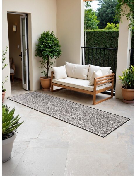 Covor tip traversă pentru interior și exterior alb-negru 80x250 cm Duet Kona – NORTHRUGS
