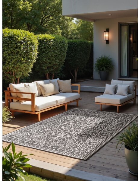 Covor pentru exterior și interior alb-negru 200x290 cm Duet Kona – NORTHRUGS