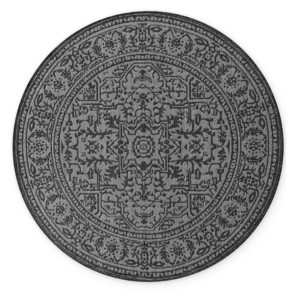 Covor pentru exterior și interior alb-negru rotund ø 160 cm Duet Kona – NORTHRUGS