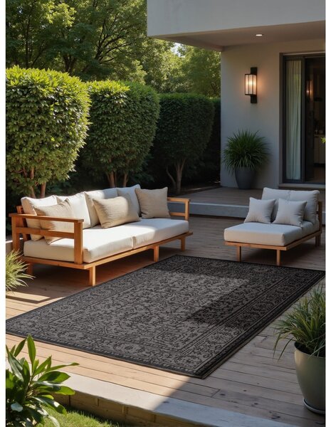 Covor pentru exterior și interior alb-negru 200x290 cm Duet Kona – NORTHRUGS