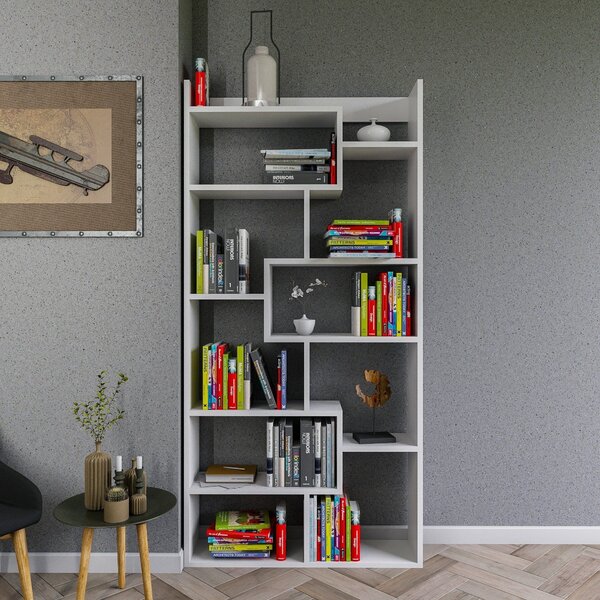 Biblioteca KUTTAP, alb, PAL melaminat, 90x22x182 cm