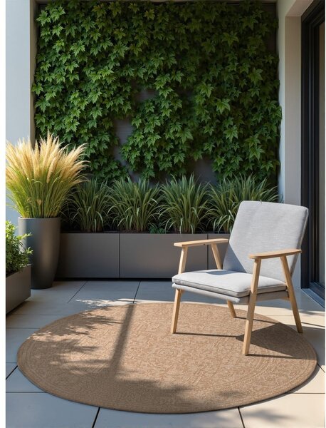 Covor pentru exterior și interior bej/fildeș rotund ø 160 cm Duet Kona – NORTHRUGS