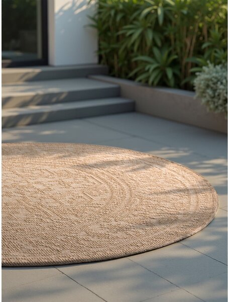 Covor pentru exterior și interior bej/fildeș rotund ø 160 cm Duet Kona – NORTHRUGS
