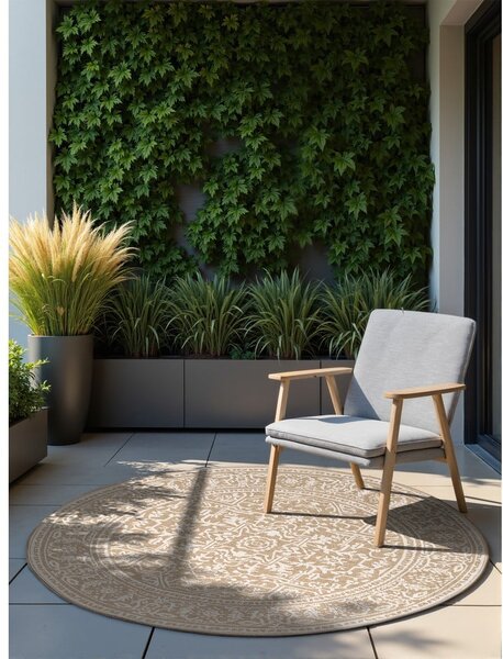 Covor pentru exterior și interior bej/fildeș rotund ø 160 cm Duet Kona – NORTHRUGS