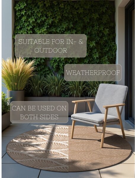 Covor pentru exterior și interior bej/fildeș rotund ø 160 cm Duet Liora – NORTHRUGS