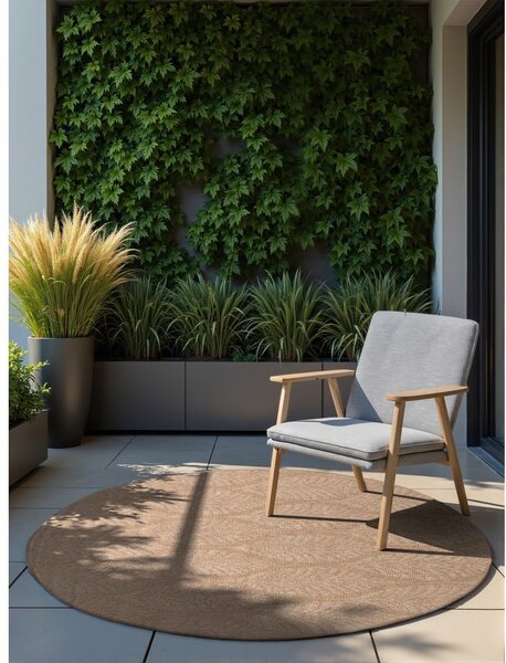 Covor pentru exterior și interior bej/fildeș rotund ø 160 cm Duet Liora – NORTHRUGS