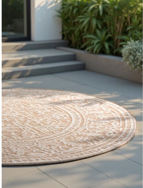 Covor pentru exterior și interior bej/fildeș rotund ø 160 cm Duet Kona – NORTHRUGS