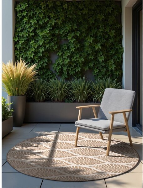 Covor pentru exterior și interior bej/fildeș rotund ø 160 cm Duet Liora – NORTHRUGS