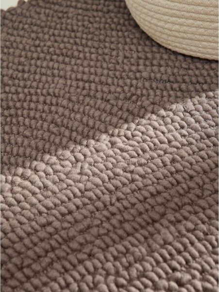 Covor tip traversă taupe țesut manual din lână 80x200 cm Calmio – Hanse Home