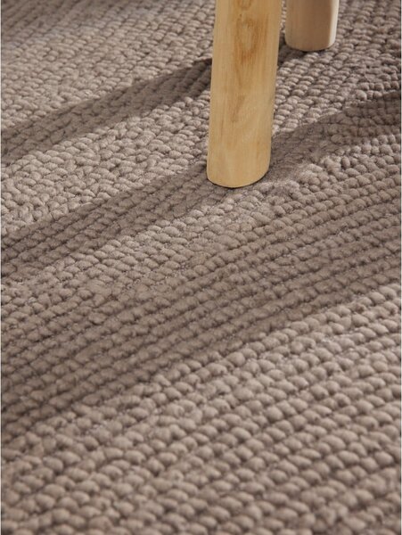 Covor taupe țesut manual rotund din lână ø 120 cm Calmio – Hanse Home