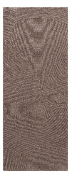 Covor tip traversă taupe țesut manual din lână 80x200 cm Calmio – Hanse Home
