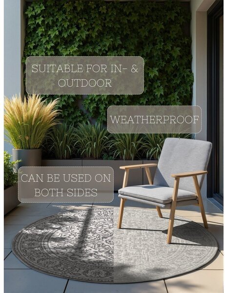 Covor pentru exterior și interior gri/fildeș rotund ø 160 cm Duet Kona – NORTHRUGS