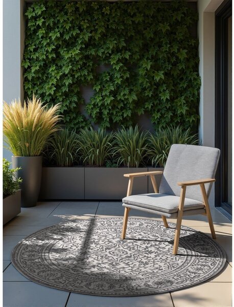 Covor pentru exterior și interior gri/fildeș rotund ø 160 cm Duet Kona – NORTHRUGS