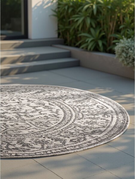 Covor pentru exterior și interior gri/fildeș rotund ø 160 cm Duet Kona – NORTHRUGS