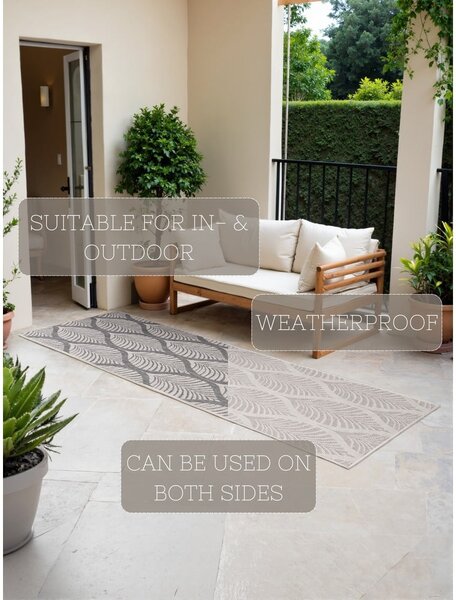 Covor tip traversă pentru interior și exterior gri/fildeș 80x250 cm Duet Liora – NORTHRUGS