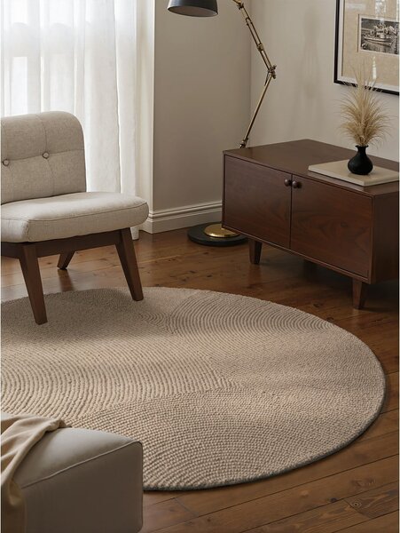 Covor bej țesut manual rotund din lână ø 120 cm Calmio – Hanse Home