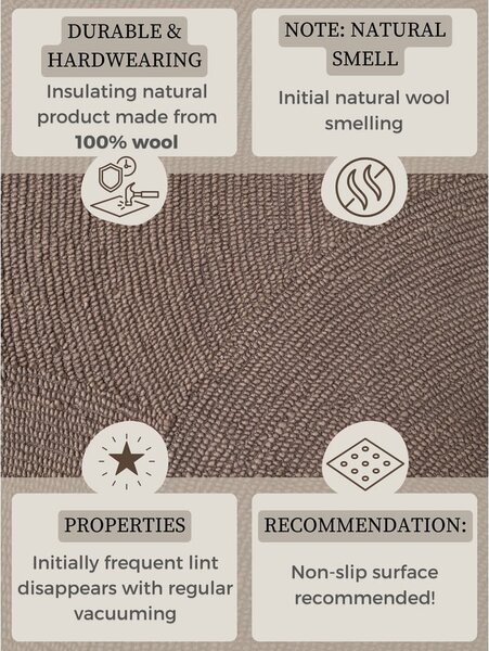 Covor taupe țesut manual din lână 200x300 cm Calmio – Hanse Home