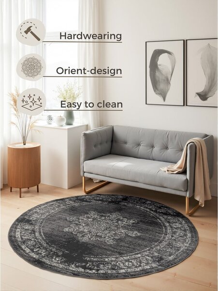 Covor gri rotund ø 120 cm Gloria Lydia – Hanse Home