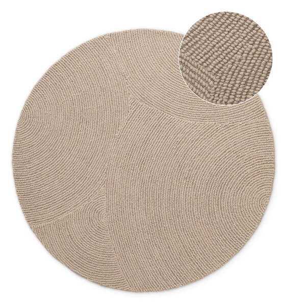 Covor bej țesut manual rotund din lână ø 120 cm Calmio – Hanse Home