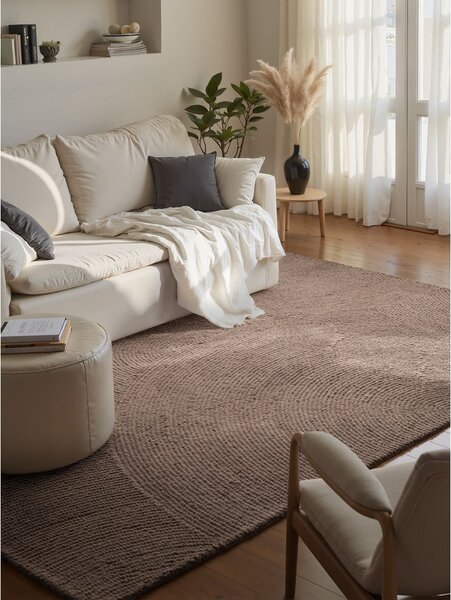 Covor taupe țesut manual din lână 200x300 cm Calmio – Hanse Home