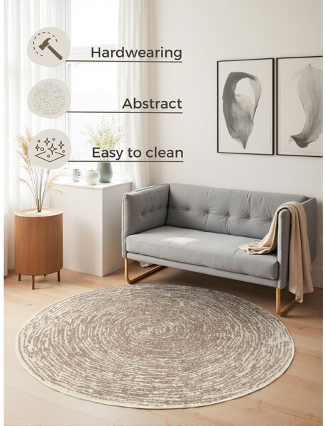 Covor bej-crem rotund ø 120 cm Gloria Cavallo – Hanse Home