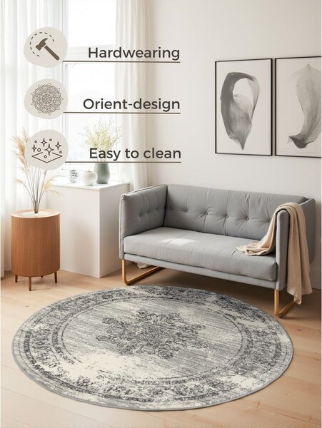 Covor gri-crem rotund ø 120 cm Gloria Lydia – Hanse Home
