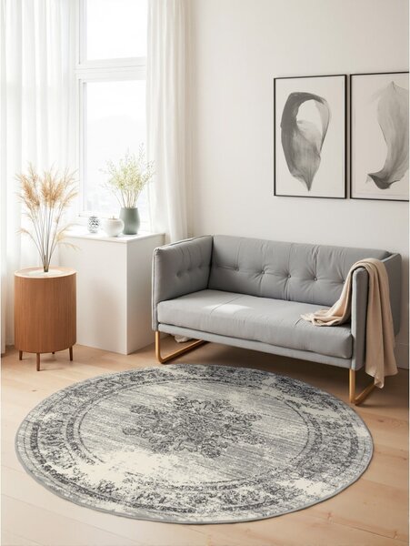 Covor gri-crem rotund ø 120 cm Gloria Lydia – Hanse Home