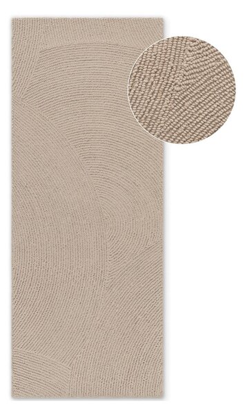 Covor tip traversă bej țesut manual din lână 80x200 cm Calmio – Hanse Home