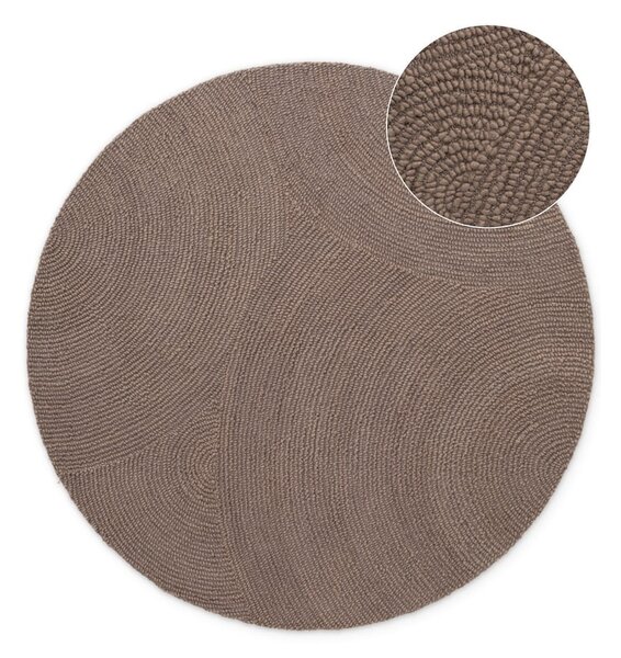 Covor taupe țesut manual rotund din lână ø 120 cm Calmio – Hanse Home